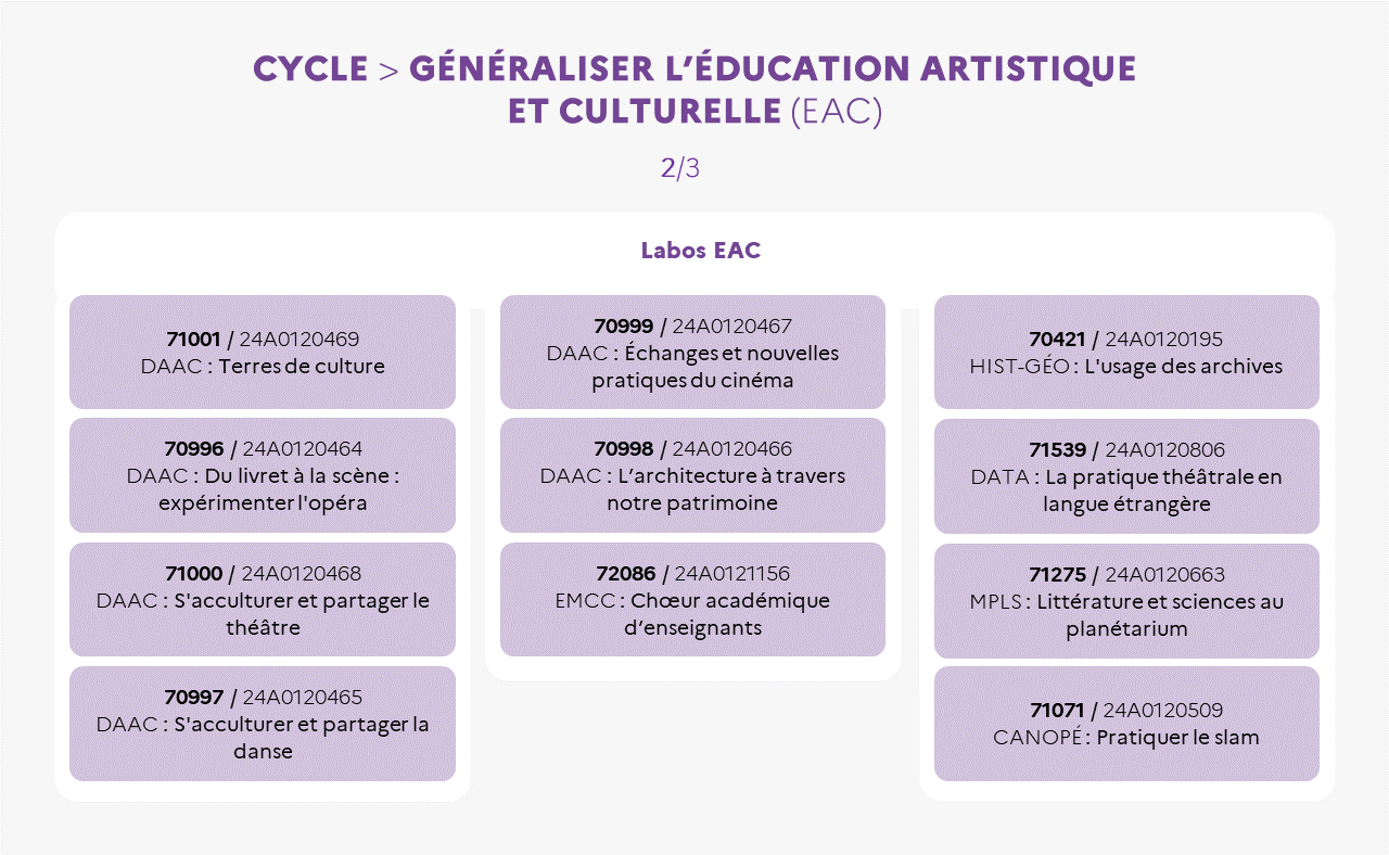 EAFC - Infographie cycle Généraliser l'Éducation artistique et culturelle 2/3